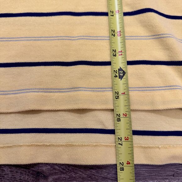 Polo Ralph Lauren Polo Shirt Mens L/XL Yellow Navy Stripe Short Sleeve Cotton - Picture 7 of 8